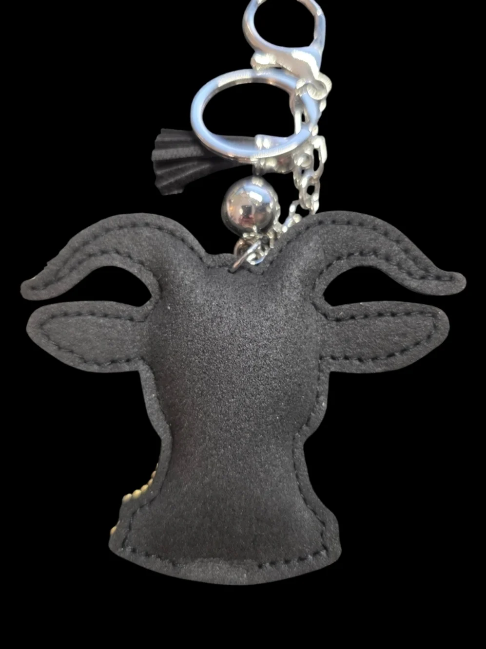 Crystal Goat Bag Charm Keychain with Silver and Gold Accents